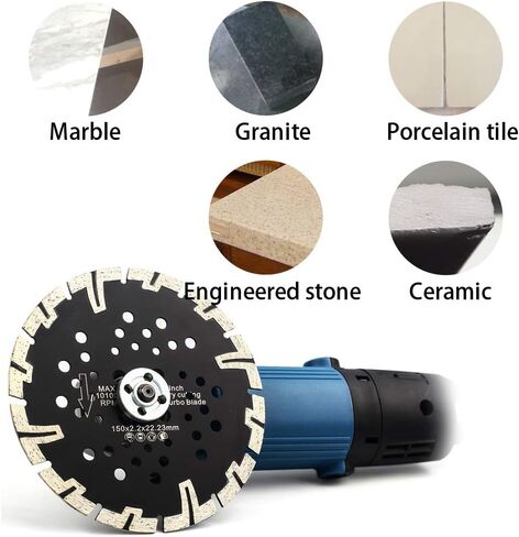 6" Diamond Turbo Saw Blade Granite Blade with Coolling Holes for Stone Concrete Brick Porcelian Tile (6") in Saudi Arabia
