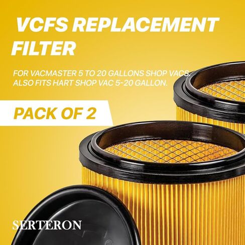 VCFS Replacement Standard Vacmaster Filters Compatible with Vacmaster and most Shop Vac/Hart 5 to 20 Gallon Wet/Dry Vacuums, Standard 2 pack Filters in Kuwait