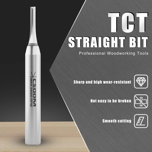 CSOOM TCT لقمة توجيه مستقيمة للتشذيب الصناعي، قطر 5/32 بوصة، ساق 1/4 بوصة، قاطع مستقيم من كربيد CNC، أدوات النجارة للحز والتشذيب، إلخ. in Kuwait