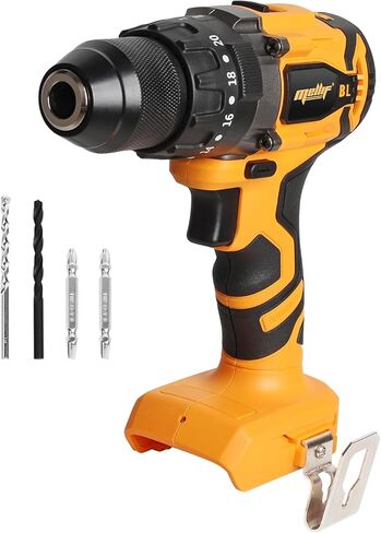 مفك مثقاب لاسلكي من Mellif متوافق مع بطارية Dewalt 20V بحد أقصى (البطارية غير متضمنة)، ظرف بدون مفتاح 1/2 بوصة، سرعتان، بحد أقصى 1950 دورة في الدقيقة، مثقاب كهربائي بدون فرش مع مجموعة لقم 16 قطعة، ضوء LED، مشبك حزام in Kuwait