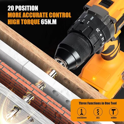 مفك مثقاب لاسلكي من Mellif متوافق مع بطارية Dewalt 20V بحد أقصى (البطارية غير متضمنة)، ظرف بدون مفتاح 1/2 بوصة، سرعتان، بحد أقصى 1950 دورة في الدقيقة، مثقاب كهربائي بدون فرش مع مجموعة لقم 16 قطعة، ضوء LED، مشبك حزام in Kuwait