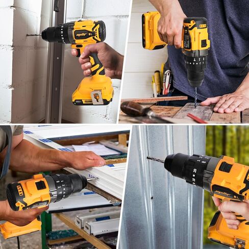 مفك مثقاب لاسلكي من Mellif متوافق مع بطارية Dewalt 20V بحد أقصى (البطارية غير متضمنة)، ظرف بدون مفتاح 1/2 بوصة، سرعتان، بحد أقصى 1950 دورة في الدقيقة، مثقاب كهربائي بدون فرش مع مجموعة لقم 16 قطعة، ضوء LED، مشبك حزام in Kuwait