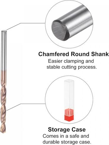 مثقاب تويست من uxcell، مثقاب جوبر 3 مم، مطلي بالتيتانيوم النانوي K35، ساق مستقيمة من كربيد التنجستن بطول 60 مم للحفر من سبائك الفولاذ المقاوم للصدأ in Kuwait