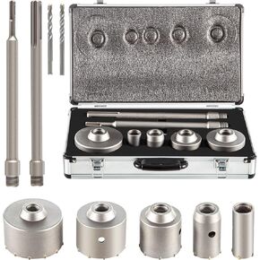 VEVOR Concrete Hole Saw Kit, 1-2/11", 1-3/5", 2-9/16", 3-5/32", 3-15/16" Drill Bit Set SDS Plus & SDS MAX Shank Wall Hole Cutter w/a 4-1/3" Connecting Rod for Concrete, Cement, Stone Wall, Masonry in Saudi Arabia