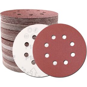 Akjwp 100PCS Sanding Discs 5 Inch 8 Holes and Loop Adhesive Sanding Discs Sandpaper for Random Orbital Sander 120/240/320/600/800 Grits in Saudi Arabia
