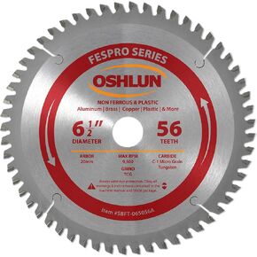 Oshlun SBFT-065056K 6-1/2 بوصة 56 سن FesPro شفرة منشار رقيقة Kerf ATAFR مع أربور 20 مم لـ DeWalt DWS520 وMakita SP6000 in Kuwait
