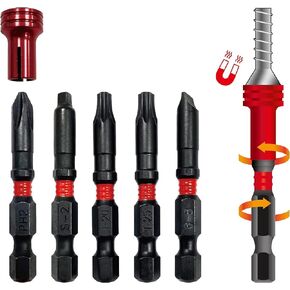 Torin Impact Screwdriver Bit Set,5 Pcs Hex Hand 1/4 Inch Metric Drill Bits,50mm Length Resistant Steel With Magnetic Head,Phillips 2, S2,T20 T25 Torx Bit,Slotted 6-8,THT-5MTIB01 in Kuwait