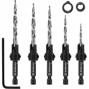 مجموعة رؤوس مثقاب خشبية من OKDIAMOND - رؤوس مثقاب مدببة مع مثقاب سداسي عشري سريع التغيير مقاس 1/4 بوصة للأعمال الخشبية 5 قطع (#4، 6، 8، 10، 12) (5 قطع) in Kuwait