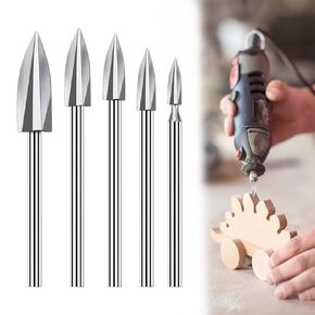 Wood Carving Tools Drill Bits Set, 5 PCS HSS Engraving Drill Accessories Bit Wood Crafts Grinding Woodworking Tool 1/8"Shank for DIY Carving Drilling, Grooving, Rotary Tools in Kuwait