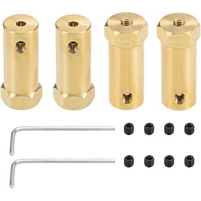 uxcell Hex Coupler 8mm Bore Motor Hex Brass Shaft Coupling Connector for Car Wheels Tires Shaft Motor 4pcs