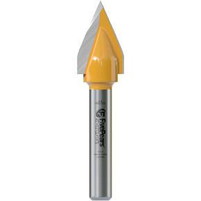 FivePears V Groove Router Bit 90 Degree 1/2 inch Shank, 1 inch Cutting Diameters, Carbide CNC Engraving V Router Bit for Signmaking, Lettering, Woodworking Door Carving