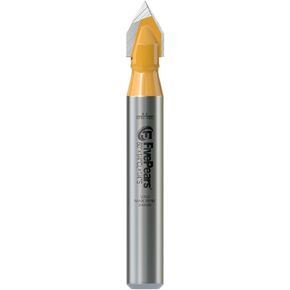 FivePears V Groove Router Bit 90 درجة 1/2 بوصة عرقوب، 1 بوصة أقطار القطع، كربيد CNC النقش V راوتر بت لصناعة اللافتات، الحروف، نحت باب النجارة in Kuwait