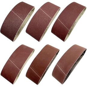 Huanlemai 18 Pcs 1 Inch x 30 Inch Abrasive Sander Belts for Air/Electirc Belt Sander, 3 Each of 80 120 240 400 800 1000 Grits, Best for Woodworking, Fiberglass and Metal Grinding & Polishing