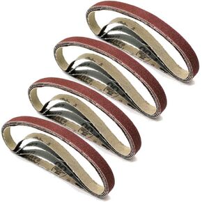 أحزمة صنفرة مقاس 3/8 × 13 بوصة، 2 لكل منها 40/60/80/120/240/320/400/600/800/1000 حبيبة، أداة صنفرة الحزام للأعمال الخشبية، تلميع المعادن، أحزمة صنفرة أكسيد الألومنيوم (20 عبوة) in Kuwait