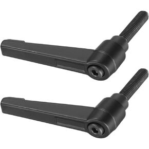 METALLIXITY Adjustable Clamping Handle (M8x32mm) 2Pcs, Metal Male Push Button Ratchet Level Handle - for Lathe Machine Industry Equipment, Black