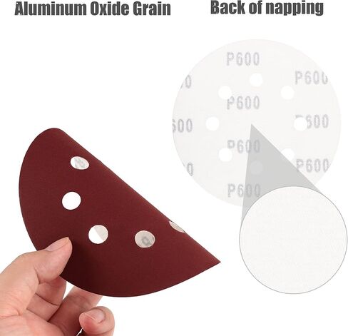 100 قطعة من أقراص الصنفرة مقاس 5 بوصات 600 800 1000 1500 2000 قرص سنفرة بحلقة 8 فتحات للتركيب بواسطة خطاف وحلقة لصنفرة الصنفرة المدارية (SD003) in Kuwait