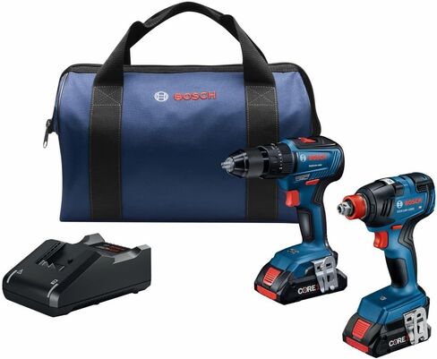 BOSCH GXL18V-233B25 18V 2-Tool Combo Kit with 1/2 In. Hammer Drill/Driver, Two-In-One 1/4 In. and 1/2 In. Bit/Socket Impact Driver/Wrench and (2) CORE18V® 4 Ah Advanced Power Batteries in Saudi Arabia