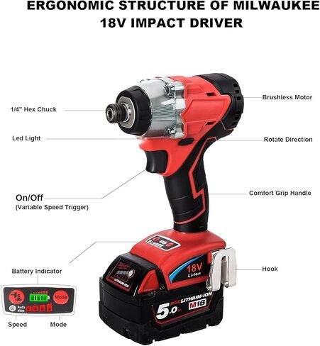 يكس-بر مثقاب كهربائي لاسلكي يعمل بالطاقة من ميلووكي 18 فولت ليثيوم ايون، عزم دوران 3097 انش، ادوات مثقاب صغير بدون فرشاة لتحسين المنزل (الأداة فقط) in Kuwait