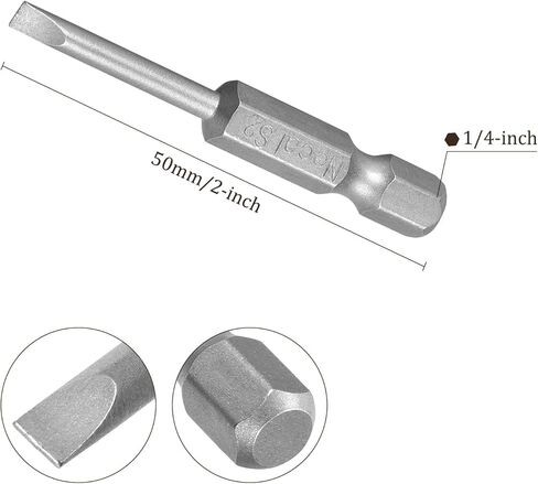 Kozelo 5pcs Slotted Screwdriver Bit - [2 Inch x H1/4 x SL3] Hex Shank Magnetic Flat Batch Head for Pneumatic or Power Tool Use, S2 Steel in Saudi Arabia