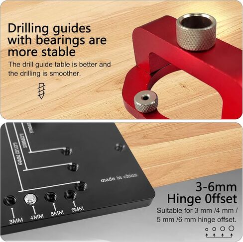 مفصلات خزانة الباب المخفية، 35 مم من سبائك الألومنيوم بمفصلات نقر، محدد موقع دليل حفر ثقب النجارة لتركيب الخزانة والباب in Kuwait