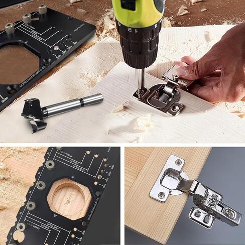 مفصلات خزانة الباب المخفية، 35 مم من سبائك الألومنيوم بمفصلات نقر، محدد موقع دليل حفر ثقب النجارة لتركيب الخزانة والباب in Kuwait