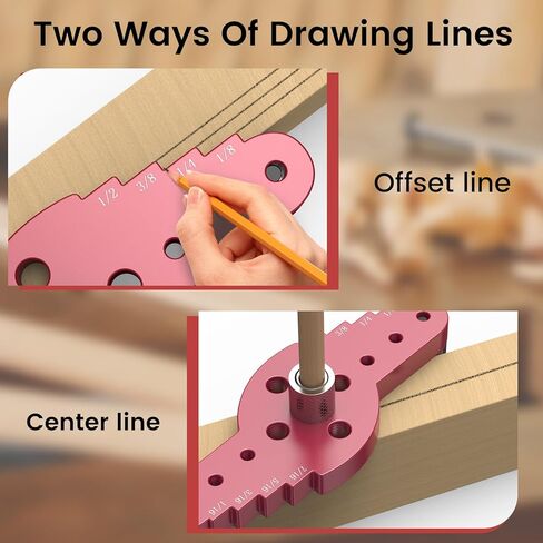 Preciva Self Centering Dowel Jig Kit, Drill Guide for Straight Holes Woodworking Tools with Drill Bit Set 1/4", 5/16", 3/8" and Drill Bit Stop Collar Set, Drill Jig for Hand Tools in Kuwait