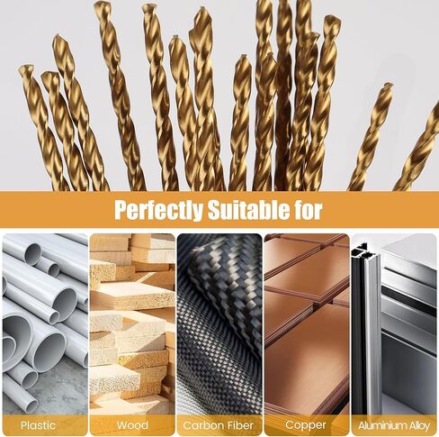 مجموعة رؤوس مثقاب كوبالت مكونة من 15 قطعة من Mulwark M35 - مجموعة رؤوس مثقاب معدنية مطلية بنيتريد التيتانيوم للصلب الصلب أو البلاستيك أو الخشب (3/16 - بوصة) in Kuwait