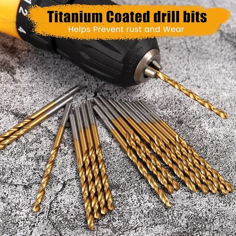 مجموعة رؤوس مثقاب كوبالت مكونة من 15 قطعة من Mulwark M35 - مجموعة رؤوس مثقاب معدنية مطلية بنيتريد التيتانيوم للصلب الصلب أو البلاستيك أو الخشب (3/16 - بوصة) in Kuwait