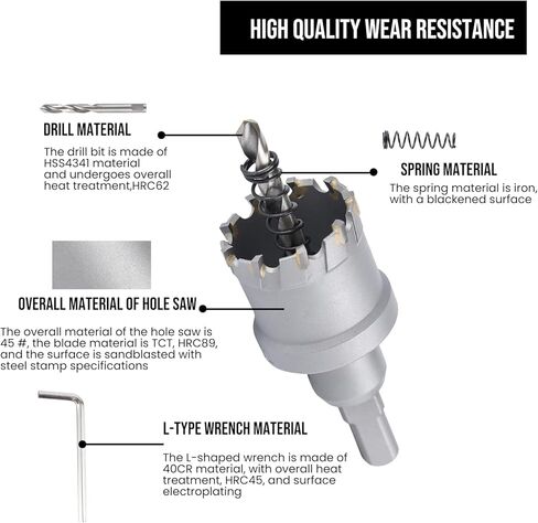 Anfrere TCT 3/8 بوصة منشار ثقب للمعادن الصلبة، منشار قطع كربيد TCT شديد التحمل مع لقمة ثقب مركزية وساق SDS ومفتاح ربط على شكل حرف L للفولاذ المقاوم للصدأ والحديد والألومنيوم والسبائك والبلاستيك in Kuwait
