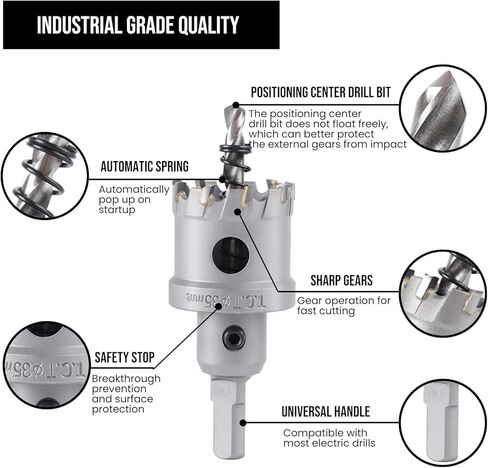 Anfrere TCT 3/8 بوصة منشار ثقب للمعادن الصلبة، منشار قطع كربيد TCT شديد التحمل مع لقمة ثقب مركزية وساق SDS ومفتاح ربط على شكل حرف L للفولاذ المقاوم للصدأ والحديد والألومنيوم والسبائك والبلاستيك in Kuwait