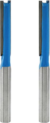 LDEXIN 2 Pcs Straight Cut Router Bit 1/4" Dia. 2-Flute Straight Router Bit Carbide Tipped Router Bit, 1/4 Inch Shank, Blue in Saudi Arabia