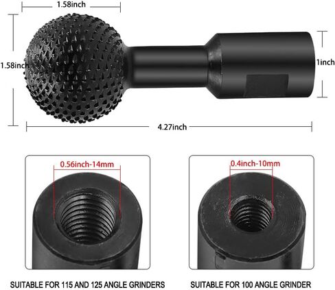 رأس طحن دوار من Jiaroutk Sphere، رأس طحن لتلميع الخشب وتلميع الحفر ورأس طحن الكرة لطاحونة زاوية 100/115/125 (14 مم) in Kuwait