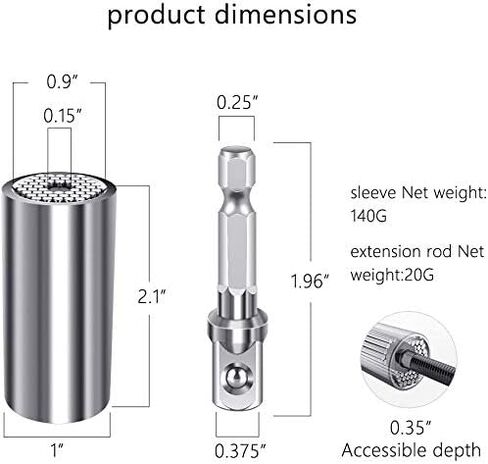 DEVENTORZ Universal Socket Wrench Set, Grip Socket Set Fits Standard 1/4'' - 3/4'', 7mm-19mm Universal Socket Wrench Tool Sets with Power Drill Adapter, Socket Tools for Men Women DIY Christmas Gifts in Kuwait