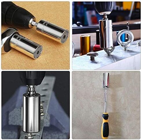 DEVENTORZ Universal Socket Wrench Set, Grip Socket Set Fits Standard 1/4'' - 3/4'', 7mm-19mm Universal Socket Wrench Tool Sets with Power Drill Adapter, Socket Tools for Men Women DIY Christmas Gifts in Kuwait