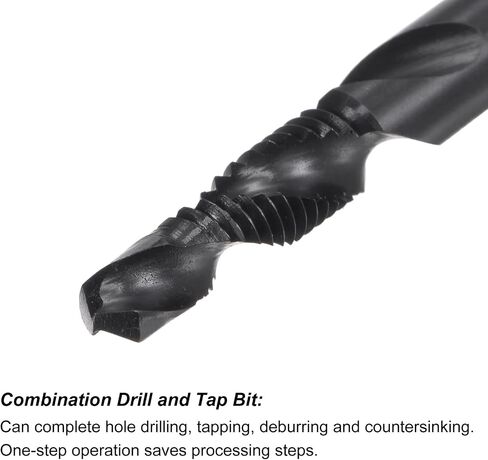 uxcell Combination Drill and Tap Bit, 1/4" Hex Shank M4 x 0.7 Metric TiAlN Coated M35 Cobalt High Speed Steel Spiral Flute Drilling Tapping Tool 2pcs in Saudi Arabia