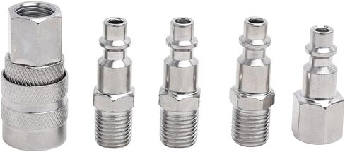 DOTOOL Air Coupler and Plug Kit 1/4" NPT Quick Connect Accessories 5 Pieces Air Compressor Hose Accessories Fittings in Kuwait