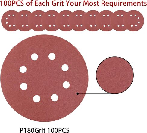 Akjwp 100PCS Sanding Discs 5 Inch 8 Holes and Loop Adhesive Sanding Discs Sandpaper for Random Orbital Sander 120/240/320/600/800 Grits in Saudi Arabia