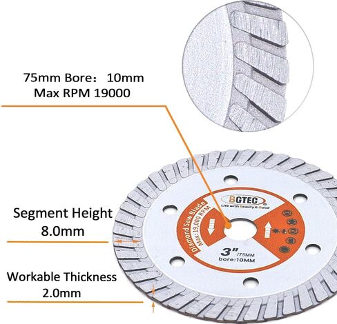 TCT Carbide Wood Saw Blade-BGTEC Wood Cutting Dics, 3pcs 3"/75mm 24T with 10mm Arbor for Angle Grinder to Cutting Wood Plastic. in Kuwait