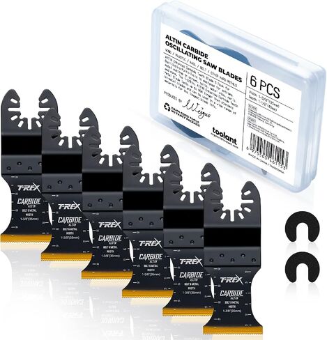 toolant Carbide Oscillating Saw Blades with Industrial AlTiN Coating, Multitool Blades for Hardened Metal, Rebar, Bolt, Nail, Hard Material and Other General Purpose, Quick Release Design with Storage Case, 6pcs in Saudi Arabia