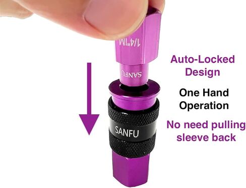 SANFU Air Hose Fittings, Aluminum AMT Universal Air Coupler and I/M Industrial Type Air Plug Kit, 1/4 Inch Threads Size, 1/4 Inch Body Size, 15 Pieces Air Compressor Accessories Fittings Kit(Purple) in Kuwait