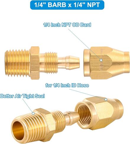 تركيبات بديلة قابلة لإعادة الاستخدام، تركيبات إصلاح نهاية خرطوم الهواء النحاسي القابل لإعادة الاستخدام مع 1/4 بوصة NPT، لخرطوم الهوية 1/4 بوصة in Kuwait