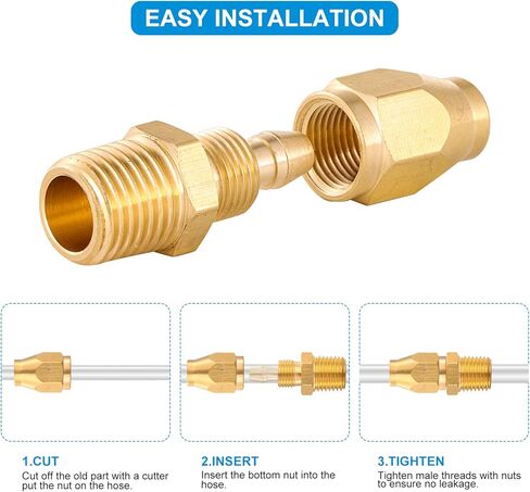 تركيبات بديلة قابلة لإعادة الاستخدام، تركيبات إصلاح نهاية خرطوم الهواء النحاسي القابل لإعادة الاستخدام مع 1/4 بوصة NPT، لخرطوم الهوية 1/4 بوصة in Kuwait