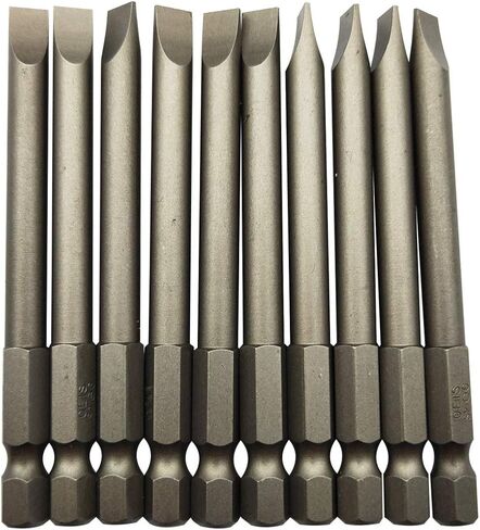 10Pcs Flat Head Screwdriver Bits 6mm / 0.24inch Magnetic Slotted Tip Screwdriver Bits 1/4inch Hex Shank 3inch Long in Saudi Arabia