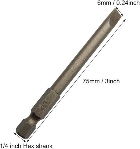 10Pcs Flat Head Screwdriver Bits 6mm / 0.24inch Magnetic Slotted Tip Screwdriver Bits 1/4inch Hex Shank 3inch Long in Saudi Arabia