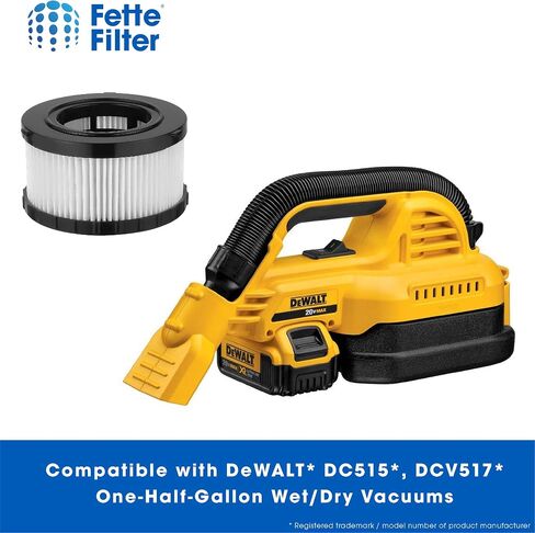 Fette Filter -DC5151H HEPA Filter Compatible with DEWALT Wet Dry Vacuum Models DC515 DCV517 DCV517B Part # DC5151H includes 2 replacement filters. in Saudi Arabia