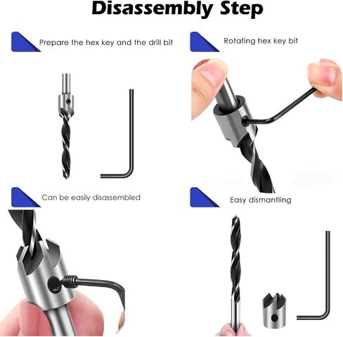 Werkzeug Countersink Drill Bits Set- 7Pcs Counter Sink Bit for Wood High Speed Steel, Woodworking Carpentry Reamer With 1 Free Hex Key Wrench in Saudi Arabia