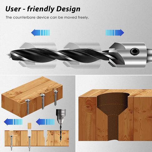 Werkzeug Countersink Drill Bits Set- 7Pcs Counter Sink Bit for Wood High Speed Steel, Woodworking Carpentry Reamer With 1 Free Hex Key Wrench in Saudi Arabia