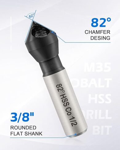 لقمة مثقاب غاطسة، لقمة غاطسة من فولاذ الكوبالت ذات طرف واحد مع لمسة نهائية من طلاء TiAlN للمعادن الصلبة، زاوية نقطة 82 درجة، ساق مستديرة 3/8 بوصة، قطر الجسم 1/2 بوصة in Kuwait