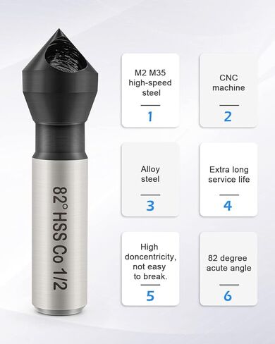 لقمة مثقاب غاطسة، لقمة غاطسة من فولاذ الكوبالت ذات طرف واحد مع لمسة نهائية من طلاء TiAlN للمعادن الصلبة، زاوية نقطة 82 درجة، ساق مستديرة 3/8 بوصة، قطر الجسم 1/2 بوصة in Kuwait