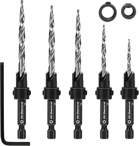 مجموعة رؤوس مثقاب خشبية من OKDIAMOND - رؤوس مثقاب مدببة مع مثقاب سداسي عشري سريع التغيير مقاس 1/4 بوصة للأعمال الخشبية 5 قطع (#4، 6، 8، 10، 12) (5 قطع) in Kuwait